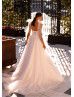 Beaded Ivory Lace Tulle Corset Back Chic Wedding Dress